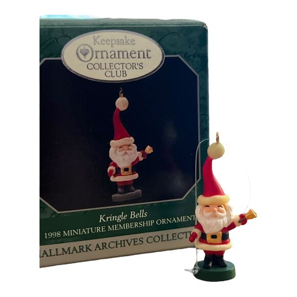 HALLMARK Keepsake Kringle Bells Miniature Membership Christmas Ornament 1998 Vtg - Picture 1 of 4